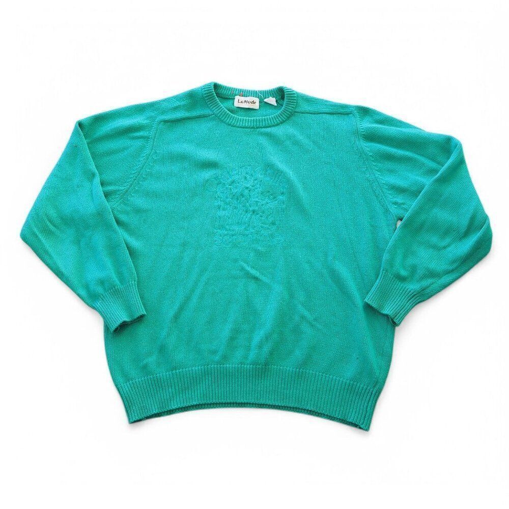 LaMode Oldsmobile Scramble‎ Vintage 80s Golf Knit Sweater Green Men's L